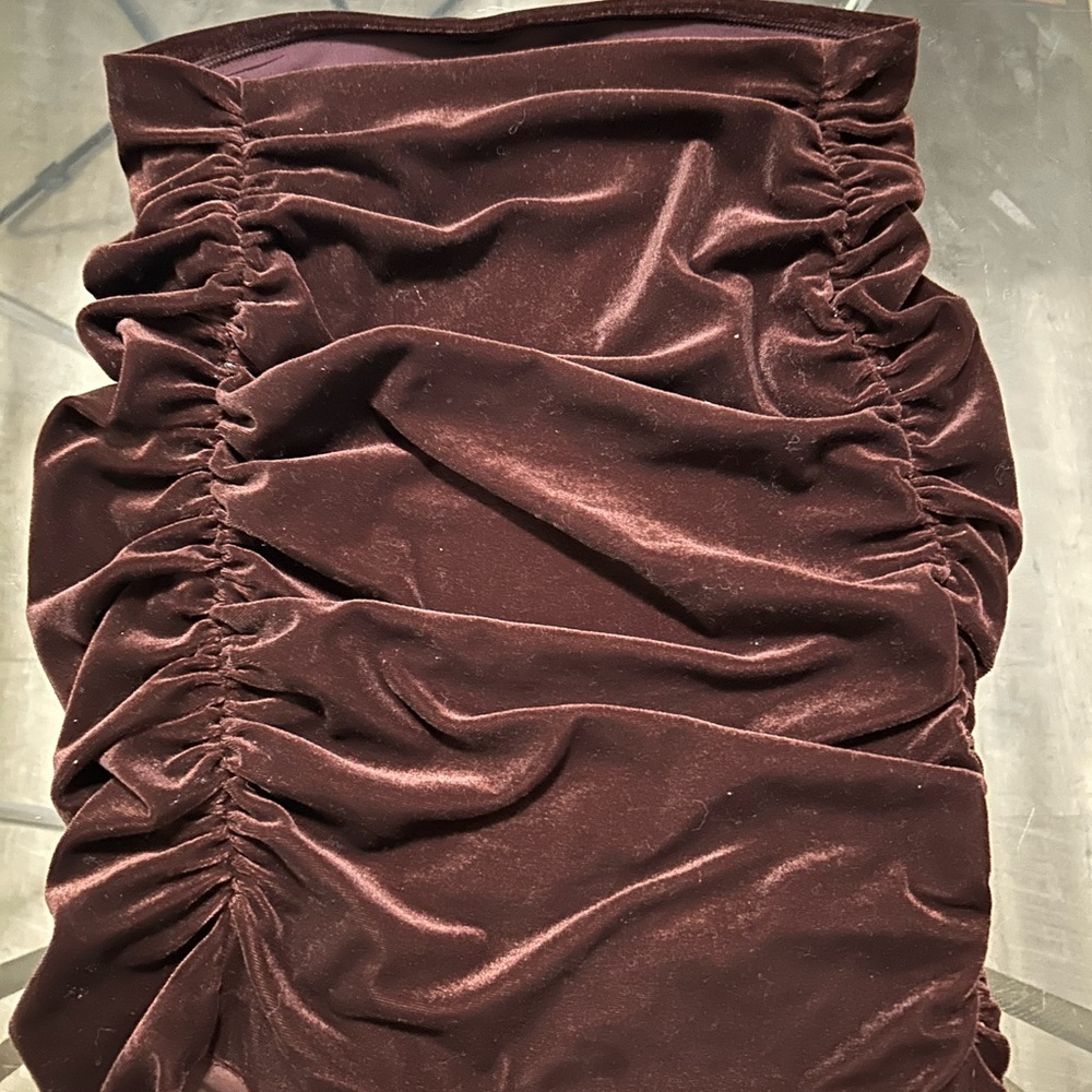 Express Velvet Mini Skirt in Rich Brown